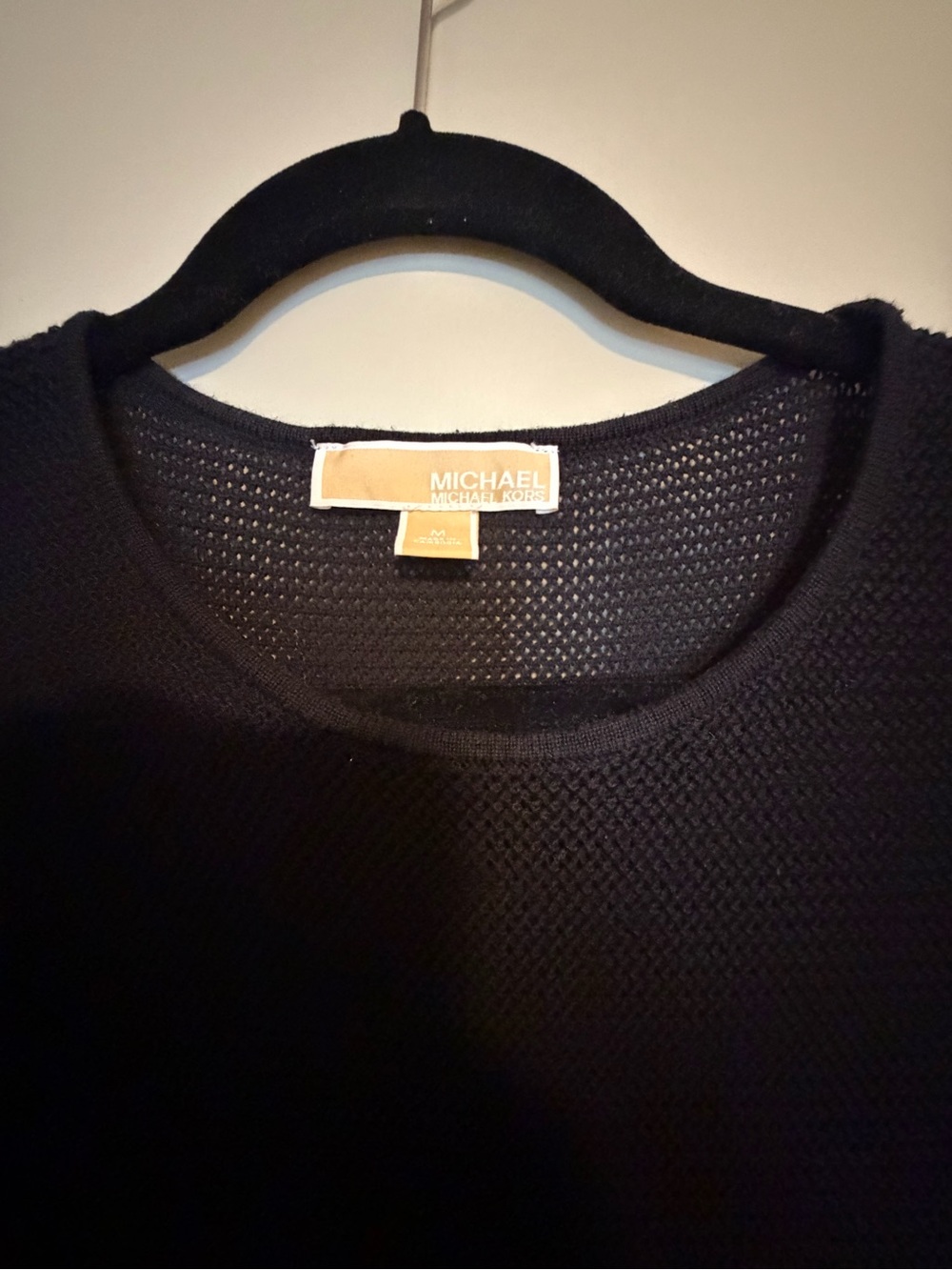 Michael Kors Black Open Weave Knit Top